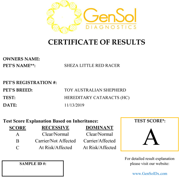 Cindy's HC test results. Cindy's HC test results.