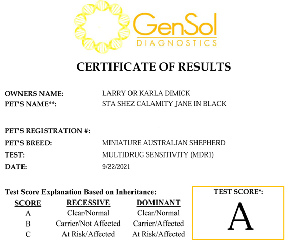 CJ's MDR1 test results